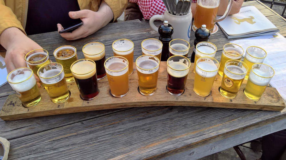 Top image of some glasses filled with juices